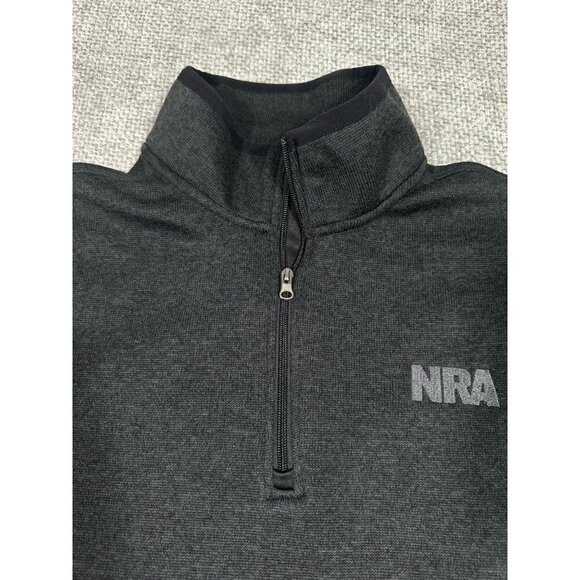 NRA Mens Sweater Size XL Charcoal Gray 1/4 Zip Pullover Zip Pocket Long‎ Sleeve - Picture 3 of 8